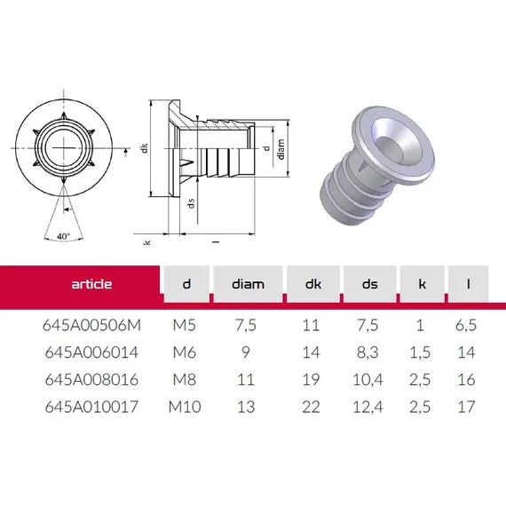 645A008016Z Футорка М8х16 мм (цинк) - 2