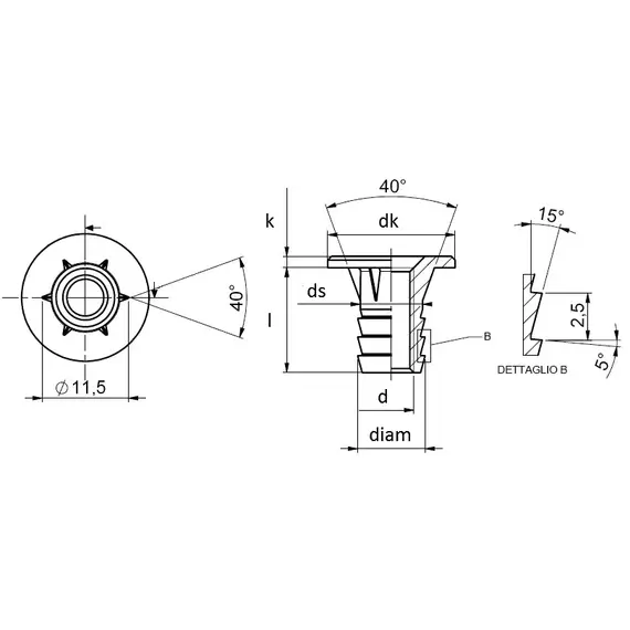 645C506014Z Футорка М6х14 мм (цинк) - 2