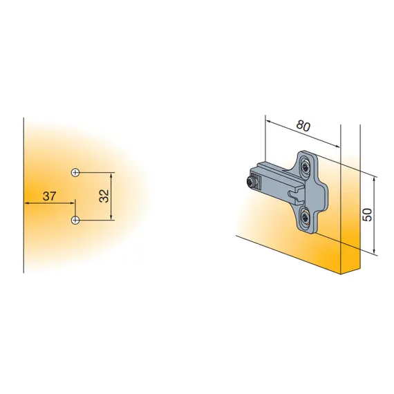 244-0036-650 Монтажная планка B-Type F2 mm для двери 18 мм - 2