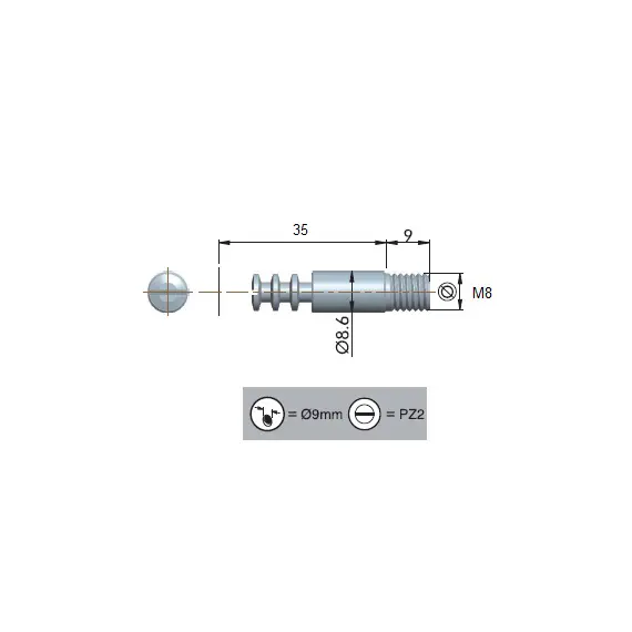 172-106201-Z Болт для эксцентрика с длинным ходом затяжки 35мм, М8 - 3