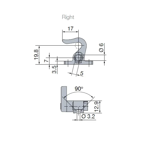 927-9825-370 Крючок правый для замка Push Esp Lock, коричневый - 2