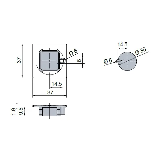 980-4775-250 Розетка Квадратная 13/16/19 мм цилиндра замка Push Lock/ Push Esp Lock, никель матовый - 2