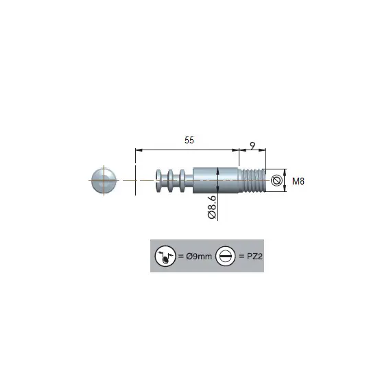 172-106202-Z Болт для эксцентрика с длинным ходом затяжки 55мм, М8 - 3
