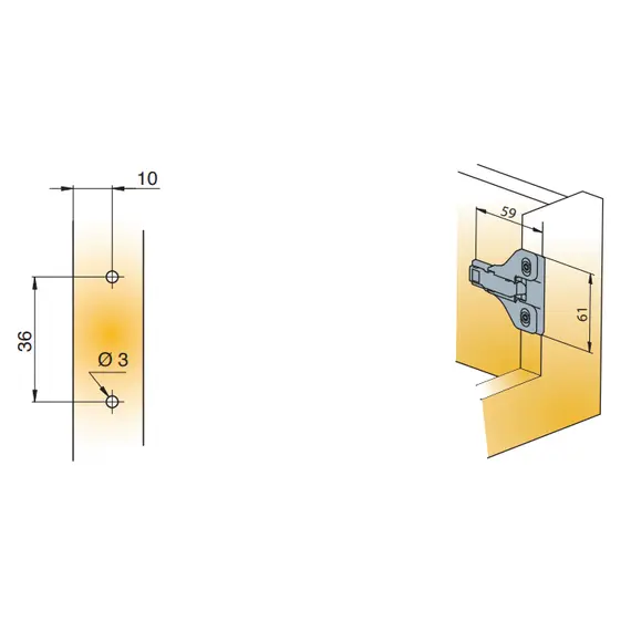 244-3653-650-00 Монтажная планка петли F0 mm - 4