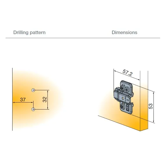 700-0KA2-650-00 Монтажная планка петли T-type F2 мм крест., регул. эксцентрик, саморезы 4х15 мм - 4
