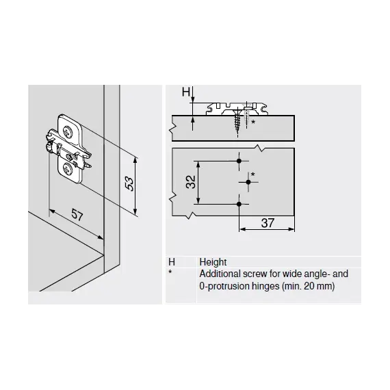 173L6100 Планка Clip ответная, крест., 0 мм, сталь, на шурупы, Регулировка по высоте: продольное отверстие, никель - 1