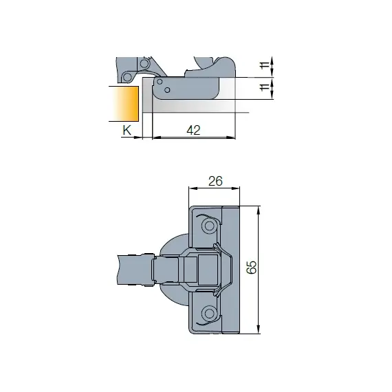 Петля B-type i3 с доводчиком Glissando угловая 30 110/52/9 мм арт.242-0P80-650-00 - 2