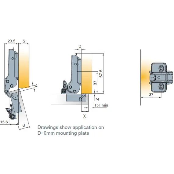 Петля 110/45/5 T-type Glissando с доводчиком установка без инструментов PressTo арт.701-0BT6-054 - 17