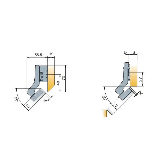 Петля мебельная Titus B-Type-i угловая 45 градусов 110/45/18 мм. Арт: 954-0158-650-00 - 13