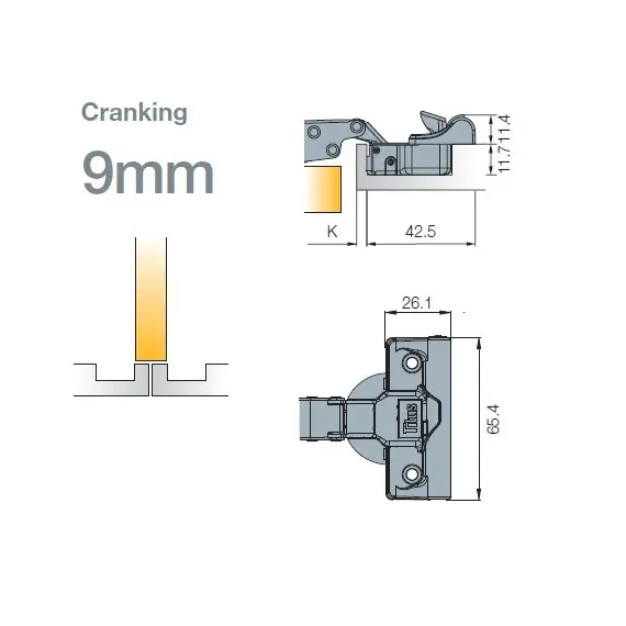 Петля мебельная Titus T-Type Noir Glissando 90 градусов с доводчиком 110/48/9 мм. арт.701-0CS0-068-00 - 6