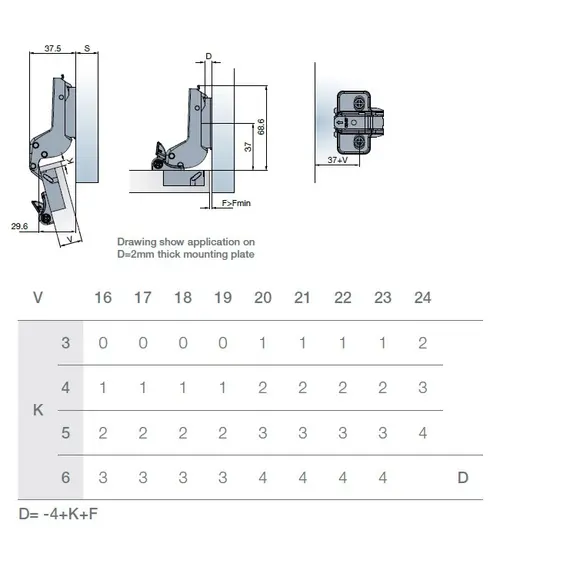 Петля мебельная Titus T-Type Noir Glissando 90 градусов с доводчиком и винтами 110/45/9 мм. арт.701-0CT2-650-00 - 8