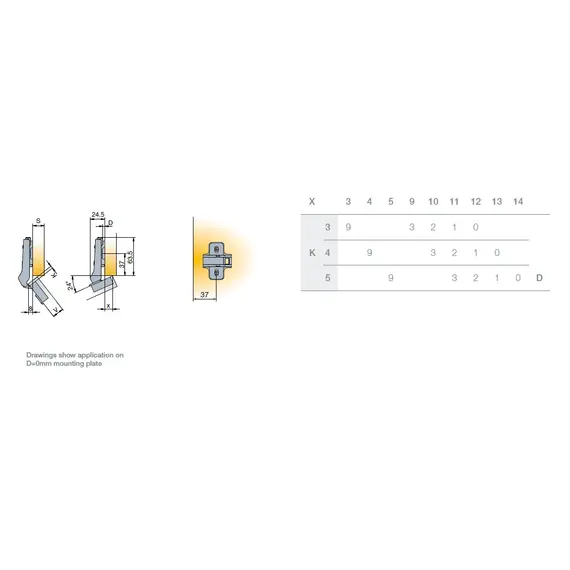 Петля мебельная Titus S-Type i3 угловая (24гр) 110/45/9 мм. арт.242-0W48-650-00 - 2