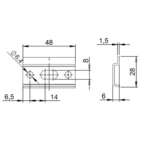 Шина для навесов 48х6х28 мм арт.258.4800.40 - 2