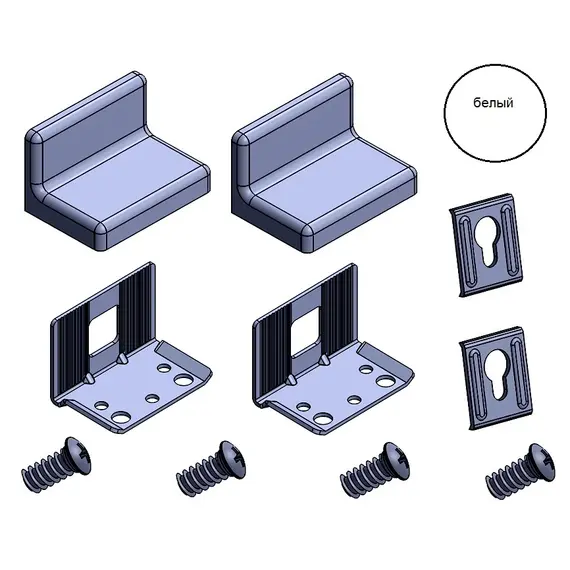 Навес мебельный, белый, индив.упаковка (2 компл+4 евровинта) арт.345.B4.01.P2 - 1