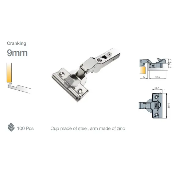 Петля мебельная Titus T-Type Glissando угловая 15 градусов с доводчиком 110/45/9 мм. Арт: 701-0D64-650-00 - 9