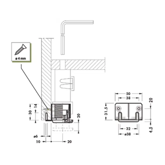 Опора регулируемая H 30 мм со штифтами арт.07.0121.40 - 3