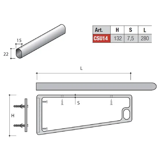 Полкодержатель (для полки и штанги), в комплекте 2 шт., алюм.окрашенный арт.CSU14ZVC - 4