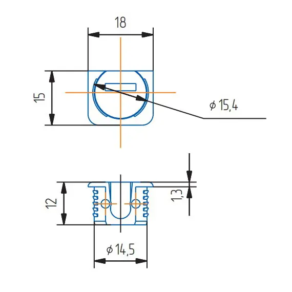 Полкодержатель врезной D 15, белый - 2