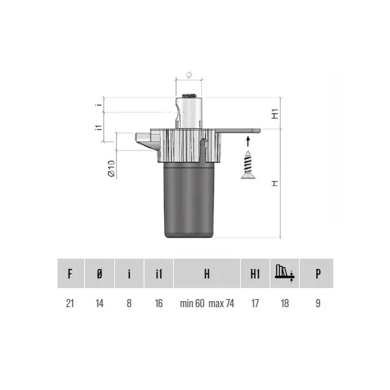 Опора регулируемая Trio 60мм d14мм арт.PI87ZZ - 5