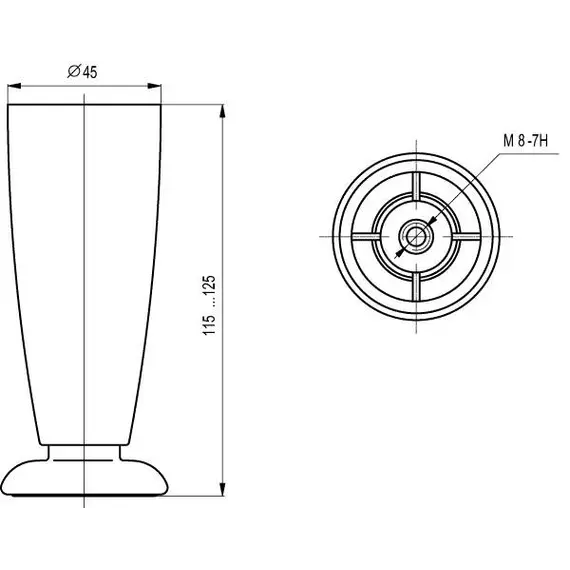 Опора регулируемая 0047541  Ель матовый ПЗ арт.H 006.115.000 ем - 3