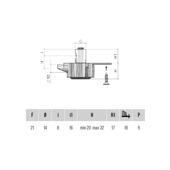 Опора регулируемая Trio 20мм d14мм арт.PI86ZZ - 2