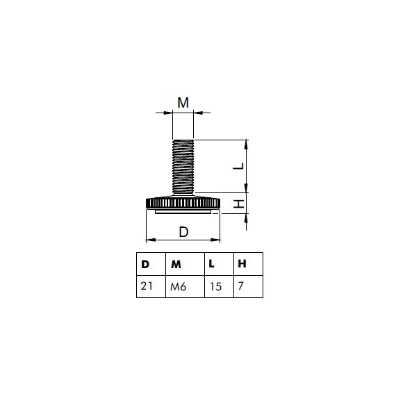 Опора мебельная М6х15 арт.300.0615.40 - 1