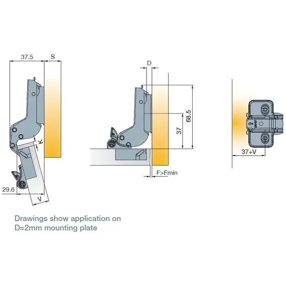 Петля 120/45/17 T-type Glissando с доводчиком установка без инструментов PressTo арт.701-0DT6-054 - 16
