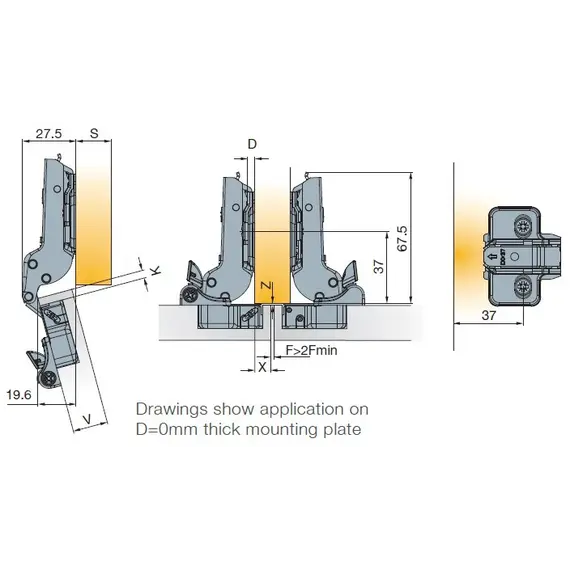 Петля мебельная Titus T-Type Noir Glissando 90 градусов с доводчиком 110/48/9 мм. арт.701-0CS0-068-00 - 8