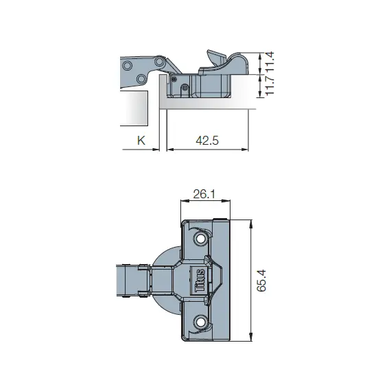 Петля 110/45/0 T-type Glissando с доводчиком установка без инструментов PressTo арт.701-0AT6-054 - 4