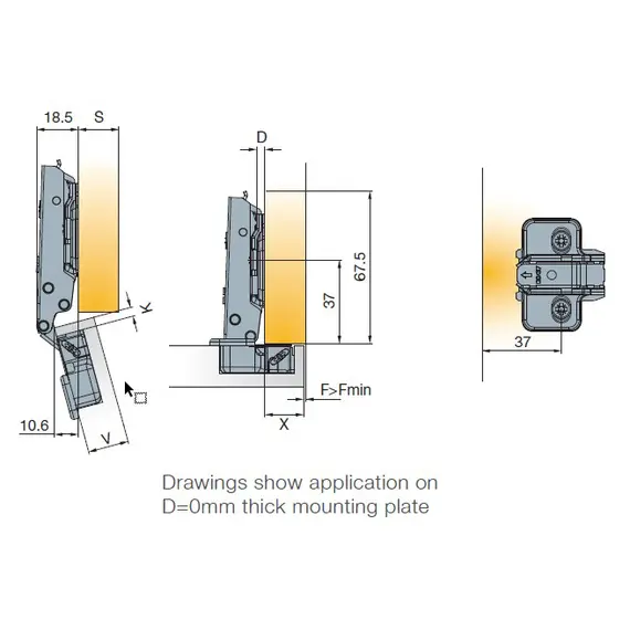 Петля T-type Noir Glissando 110/52/0 мм арт.701-0AP0-068-00 - 6