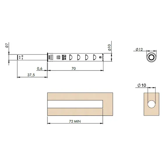 Толкатель Cubo 30N с магнитом, черный арт.944.M030.03 - 2