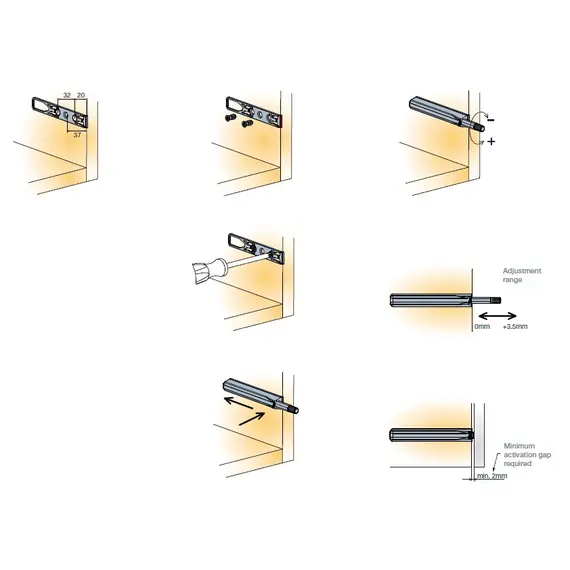 Толкатель Push Latch S3, в корпусе с планкой, черный арт.915-9277-390-00 - 2