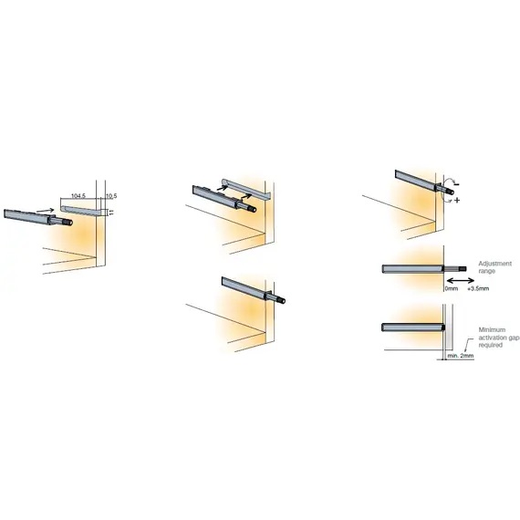 Толкатель Push Latch S3, с направляющей, антрацит арт.915-9278-383-00 - 2