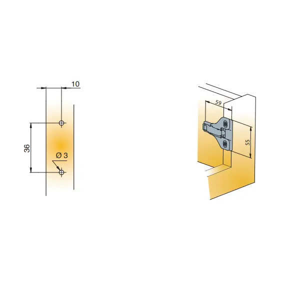 Монтажная планка петли Titus S-type F3 мм. Арт: 248-3603-650-00 - 4