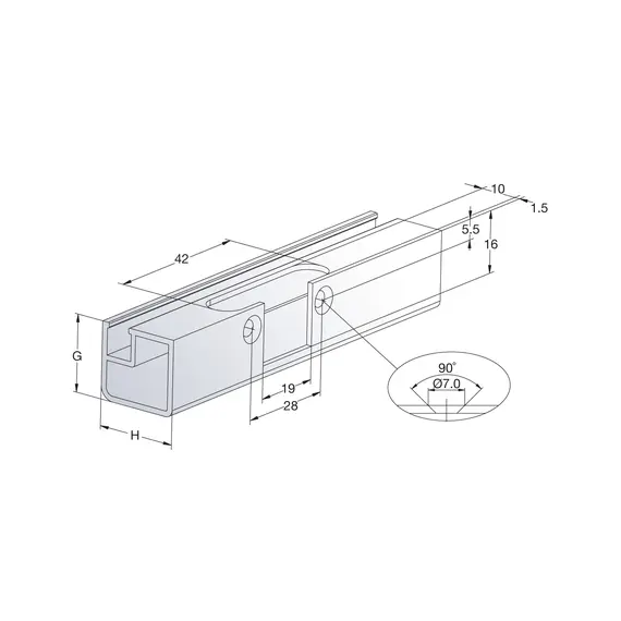 Петля мебельная Titus B-Type для алюминиевого профиля прямого корпуса 90 градусов 110/28/0 мм. Арт: 950-0T26-050-00 - 12