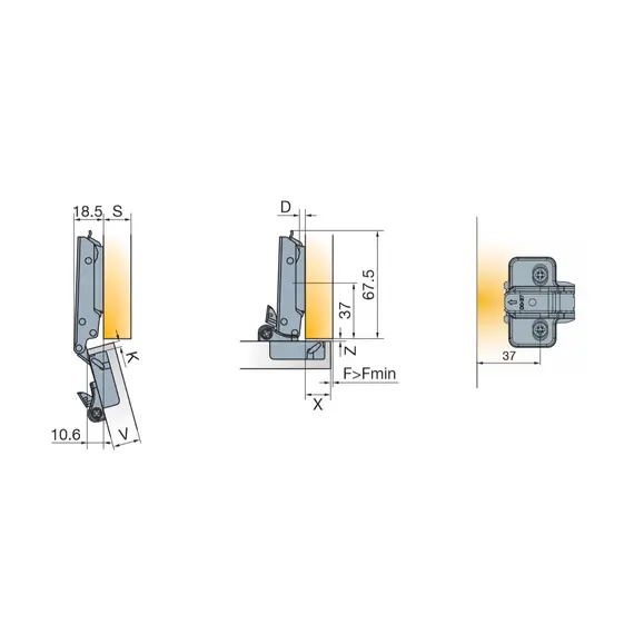 Петля T-type Noir Glissando 110/45/0 мм арт.701-0AT0-068-00 - 12