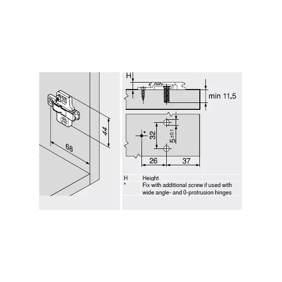 Планка Clip ответная, крест., 18 мм, цинк, евровинты арт.175H9190.22 - 1