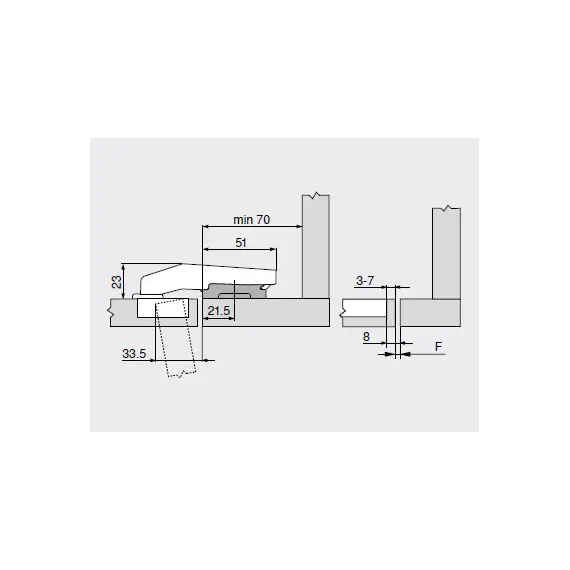 Петля Clip top Blumotion под фальшпанель 95°, вкладная, чашка петли: под пресс, никель арт.79B9580 - 1