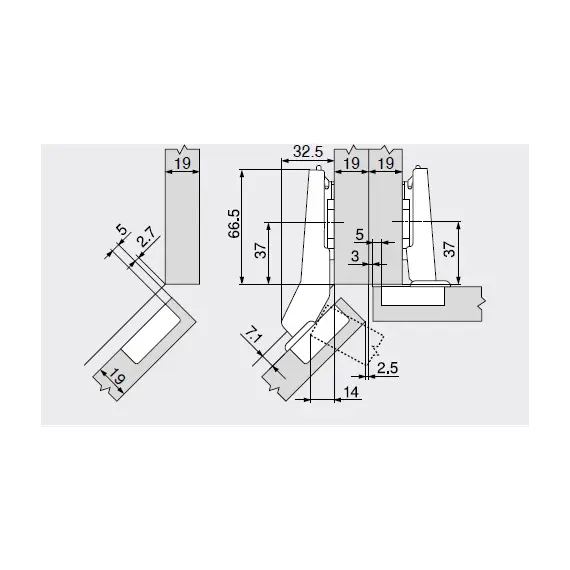 Петля Clip top Blumotion угловая 45°, наложение II, чашка петли: на шурупы, никель арт.79B3558 - 1