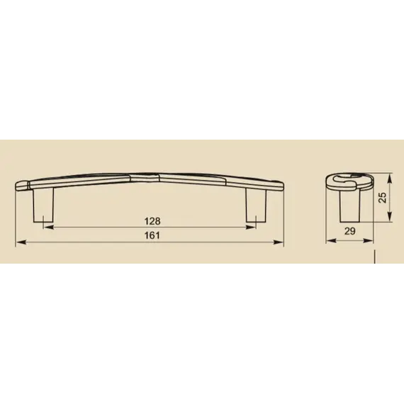 Ручка скоба для мебели Sagittario FS-140 128 Cr, 128 мм, хром глянцевый (ТЗ). - 2