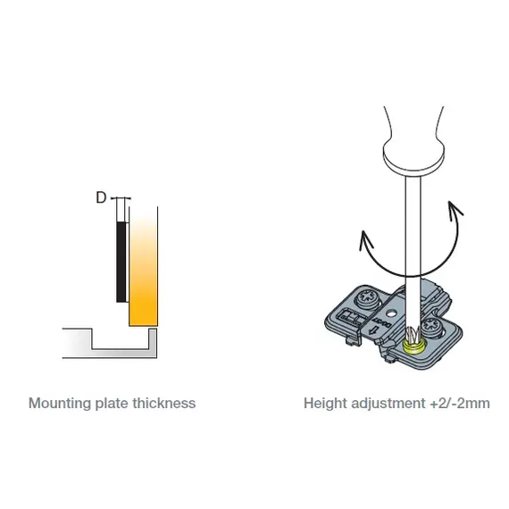Монтажная планка петли Titus T-type F2 мм крест. с дюбелем 5x10,5 мм. Арт: 700-0NF2-650-00 - 8