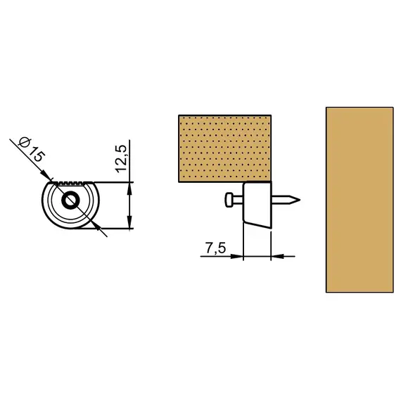 Полкодержатель пластиковый с гвоздиком D=15 мм (белый) арт.331.4054.01 - 3