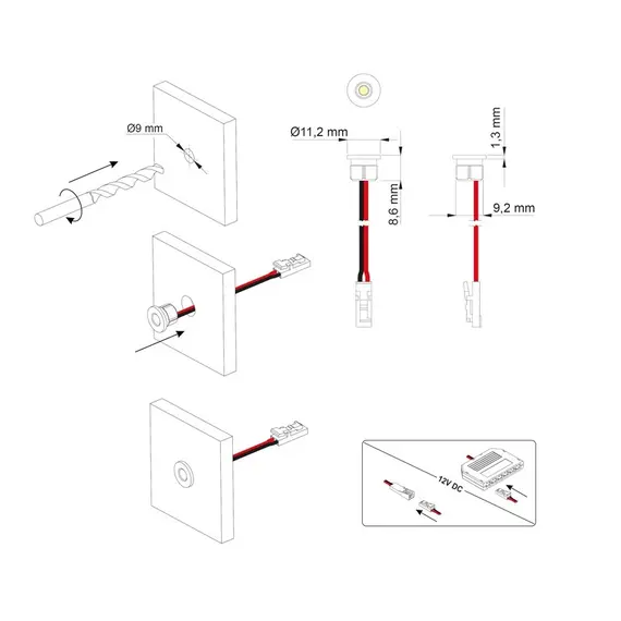 Светильник LED STAR 0,6W 12VDC 4000К, провод 2 м, хром арт.STAR-CH-40K-01 - 7