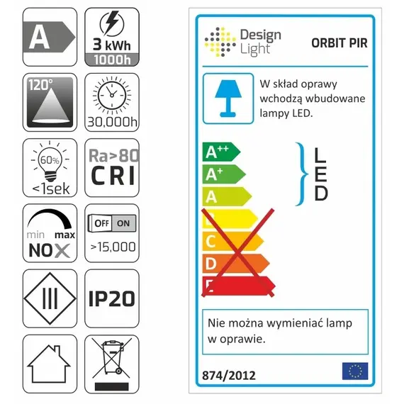 Светильник LED ORBIT PIR 3,0W 12VDC 3000К, провод 2 м, алюминий арт.ORBIT-PIR-AL-60K-01 - 17