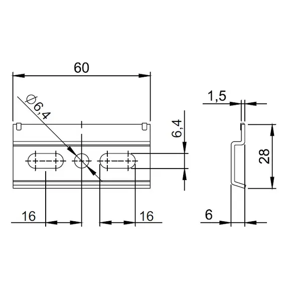 Шина для навесов 60х6х28 мм арт.258.6000.40 - 4