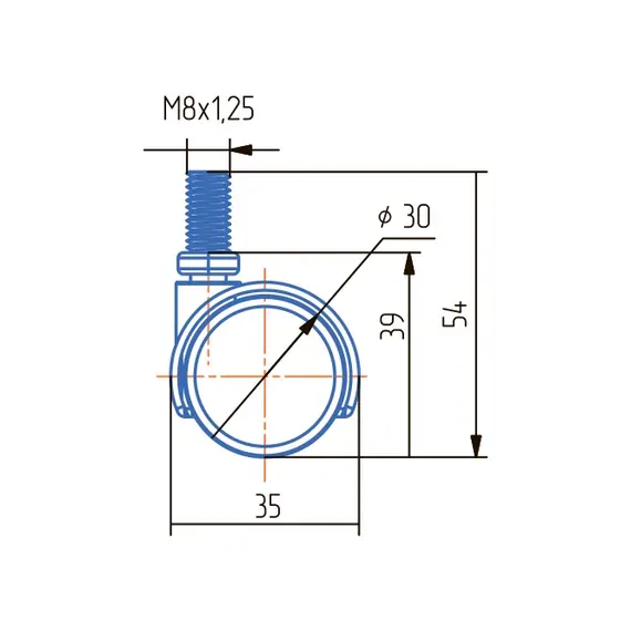 Опора колесная ОК 30 мм со штырем М8 белая арт.ОКП-31 - 2
