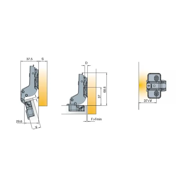 Петля T-type 110/45/17 мм арт.702-0DK0-054-00 - 14