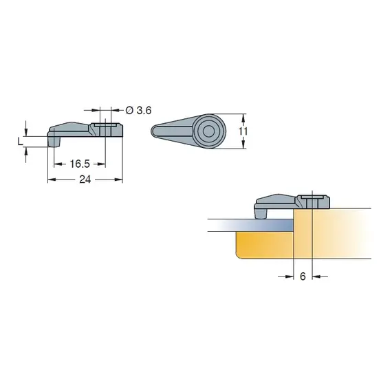Стеклодержатель Titus, L 3,3 мм арт.359-4201-340-00 - 2