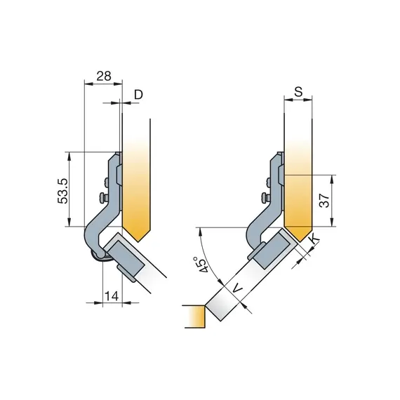 Петля мебельная Titus Miniprimat 90 градусов 95/38/0 мм. арт.243-0B35-050-00 - 10
