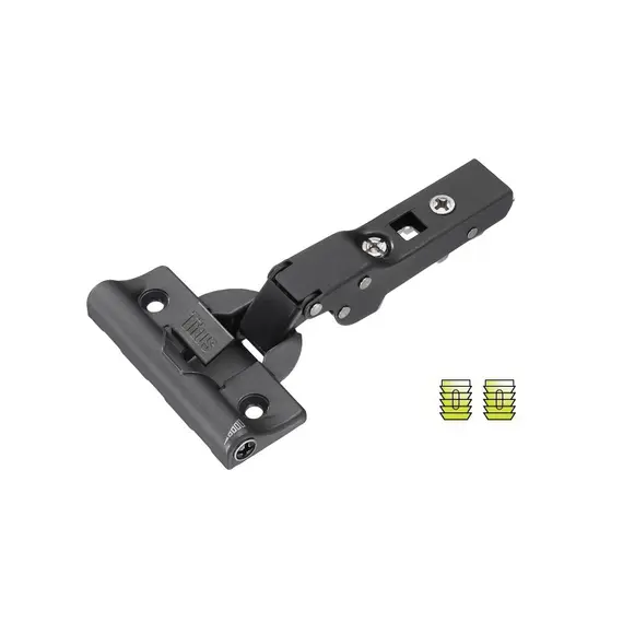 Петля мебельная Titus T-Type Noir Glissando 90 градусов с доводчиком 110/45/5 мм  для машинной установки. арт.701-0BT1-668-00